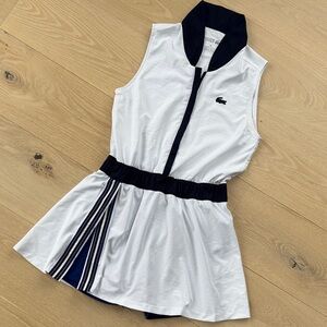 Lacoste White & Navy Trim Sleeveless Tennis Dress